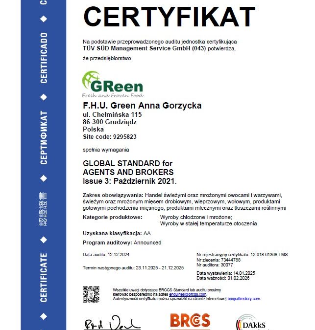 BRC Certyfikat